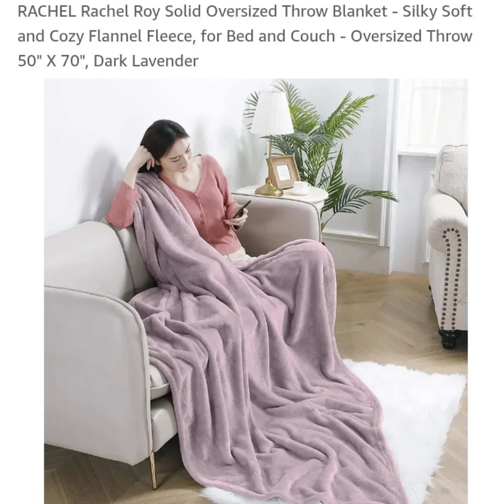 Rachel Roy Deep Lavender Plush Blanket- King